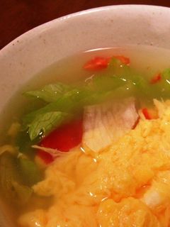 ワンルームご飯★レタスと卵のスープ-レシピのメイン写真