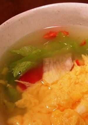ワンルームご飯★レタスと卵のスープ-レシピのメイン写真