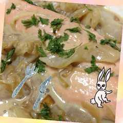 รูปของ 簡単 サケのオニオン豆乳ソース