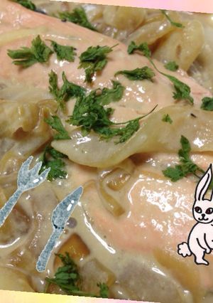 簡単 サケのオニオン豆乳ソース-レシピのメイン写真