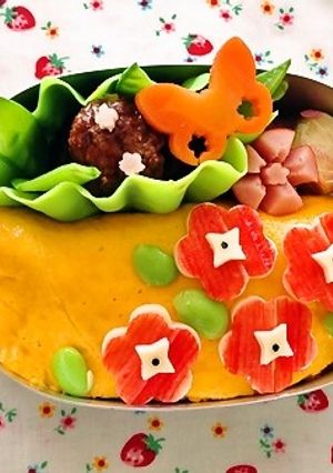 お花のオムライス　【キャラ弁】-レシピのメイン写真
