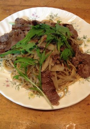 牛肉と牛蒡のわさびスパゲッティ-レシピのメイン写真