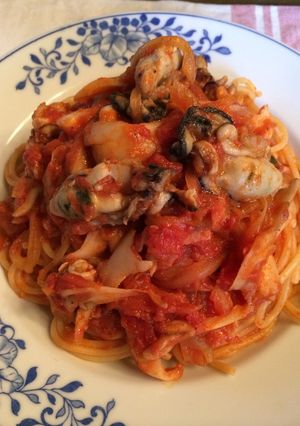 牡蠣のトマトソースパスタ-レシピのメイン写真