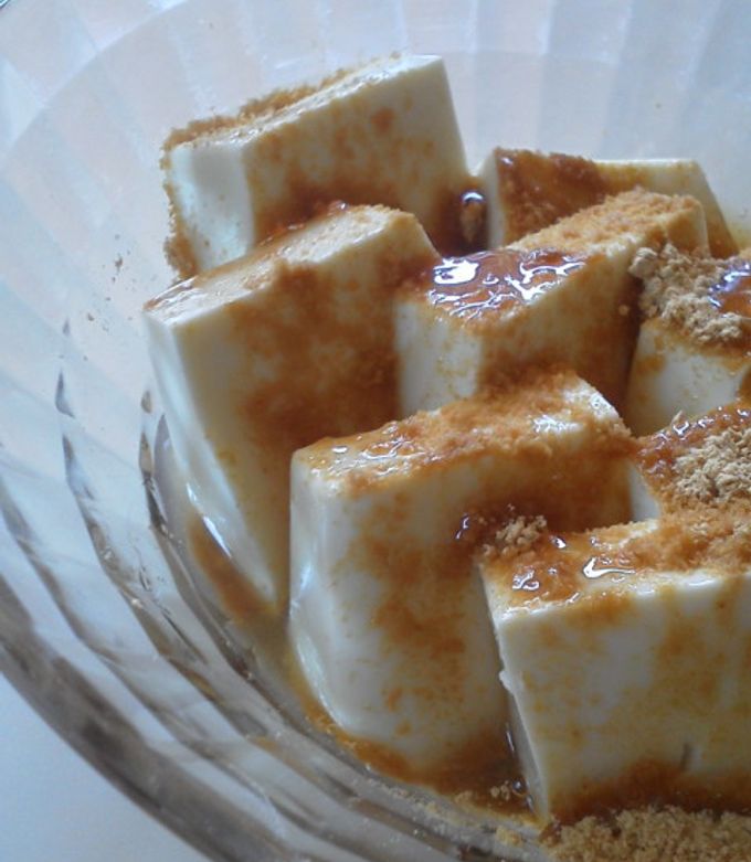 お豆腐で作る信玄餅・出陣餅風デザート by ROYPOPO