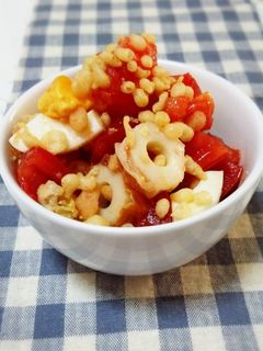 混ぜるだけ☆トマトとちくわの揚げ玉和え-レシピのメイン写真