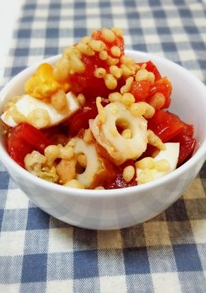 混ぜるだけ☆トマトとちくわの揚げ玉和え-レシピのメイン写真