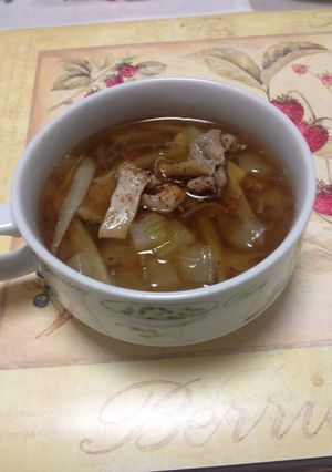 ごぼうたっぷり、醤油味スープ-レシピのメイン写真