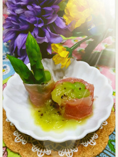 フルーツソースでアスパラ生ハム巻-レシピのメイン写真