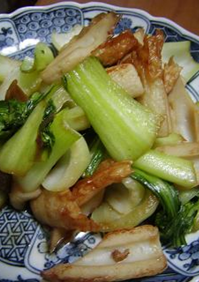 簡単★チンゲン菜＆ちくわのめんつゆ炒め-レシピのメイン写真