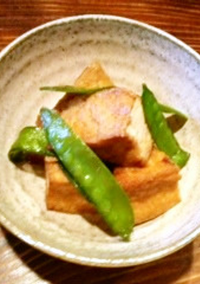 厚揚げと絹さやのニンニク醤油炒め-レシピのメイン写真