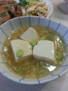 簡単♡豆腐と枝豆の冷製卵スープ-レシピのメイン写真