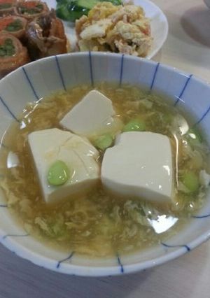 簡単♡豆腐と枝豆の冷製卵スープ-レシピのメイン写真