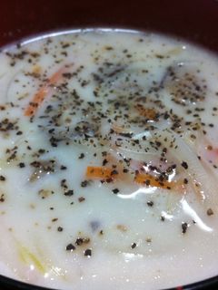 十三浜ワカメうどんの茹で汁でミルクスープ-レシピのメイン写真