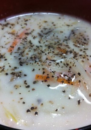 十三浜ワカメうどんの茹で汁でミルクスープ-レシピのメイン写真