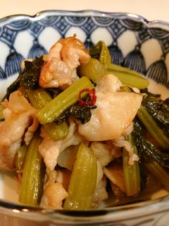 野沢菜の豚ばら炒め-レシピのメイン写真