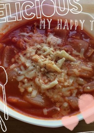 レンジで簡単！新たまの食べるトマトスープ-レシピのメイン写真