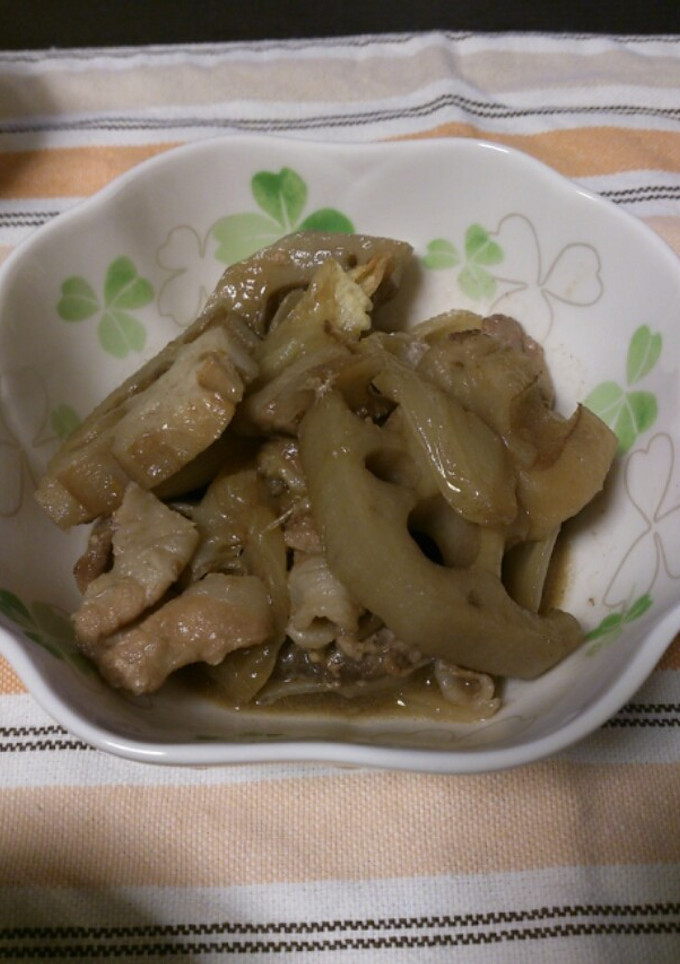 れんこんと豚こまの煮物-レシピのメイン写真