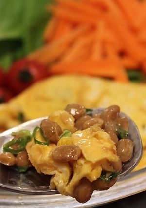 朝ごはんに！簡単！ふわとろ納豆オムレツ-レシピのメイン写真