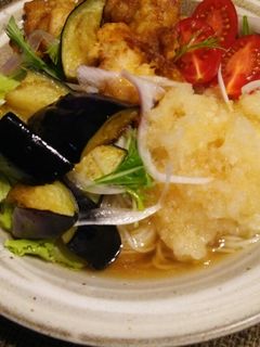 なす*鶏ももから揚げ!サラダ素麺♪-レシピのメイン写真