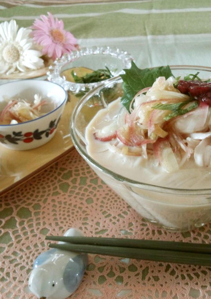 しっとりささみの豆乳素麺 薬味添え-レシピのメイン写真