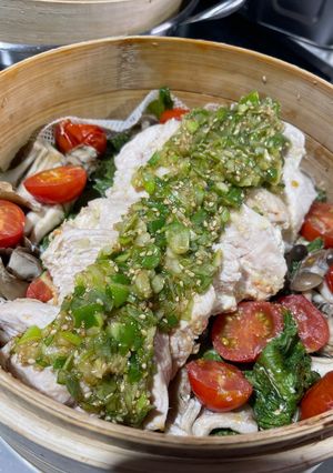 鶏胸肉の油淋鶏せいろ蒸し-レシピのメイン写真
