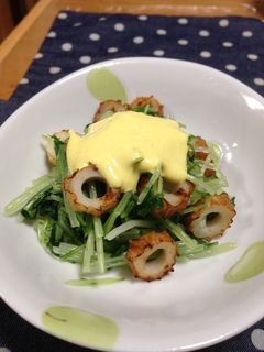 水菜とちくわのカラシマヨあえ-レシピのメイン写真