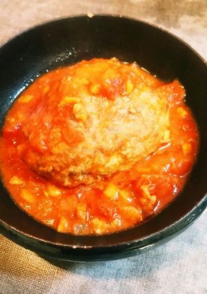 超簡単！トマト缶の煮込みハンバーグ-レシピのメイン写真