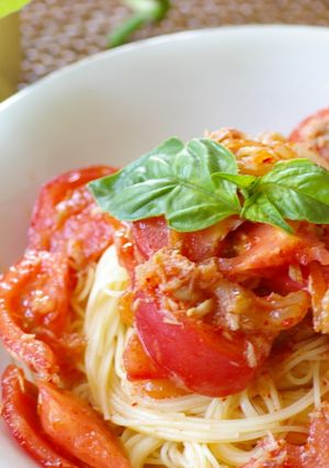 夏がきたら！トマトキムチ冷製パスタ-レシピのメイン写真