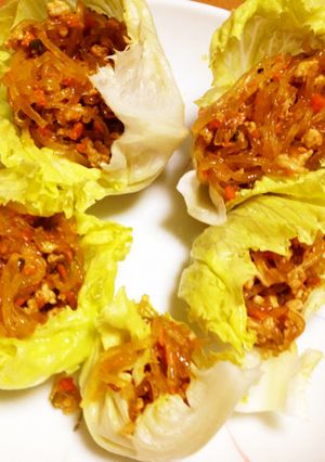 レタス巻き麻婆春雨 豆板醤と甜麺醤で-レシピのメイン写真