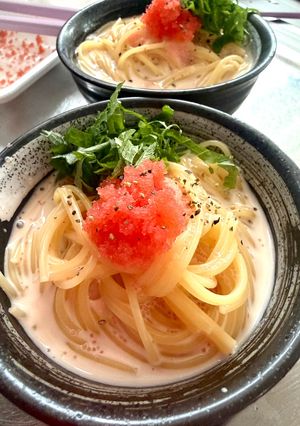 レンジで簡単！豆乳明太スープサラスパ-レシピのメイン写真