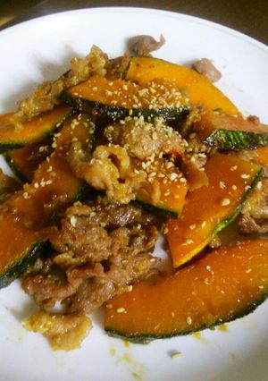 【簡単】☆かぼちゃと豚肉の甘辛炒め☆-レシピのメイン写真