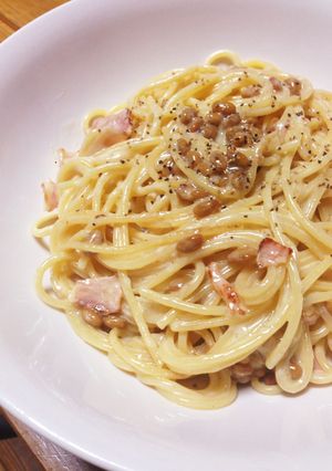 濃厚納豆クリームパスタ納豆アレンジ-レシピのメイン写真