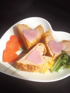 可愛いお弁当♪簡単ハートの卵焼き-レシピのメイン写真
