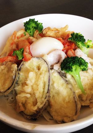 天ぷらと温泉卵で☆ぶっかけそうめん-レシピのメイン写真