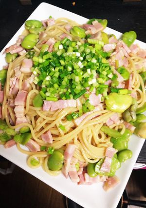 超簡単♡そら豆とベーコンの和風パスタ♡-レシピのメイン写真