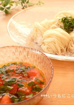 トマトとオリーブオイルのそうめん♪-レシピのメイン写真