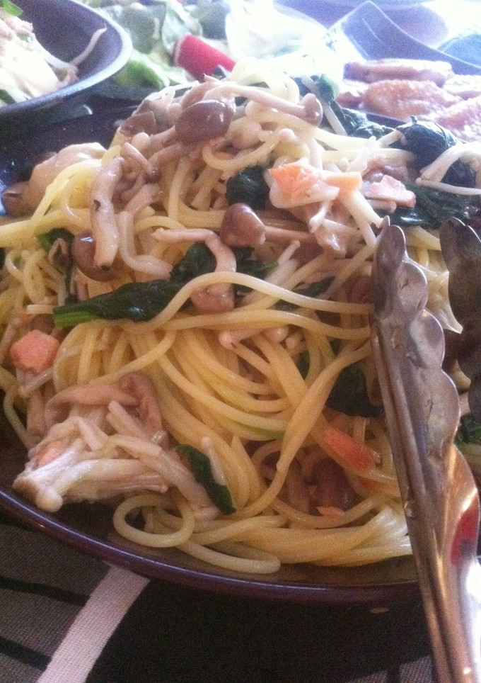 ほうれん草とたっぷりきのこ冷製パスタ-レシピのメイン写真