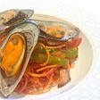 ナポリタンスパゲティ ムール貝を添えて。