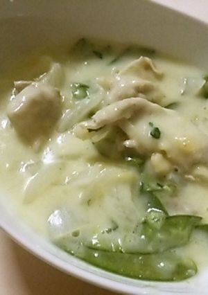 春レシピ♪鶏もも肉と絹さやのクリーム煮-レシピのメイン写真