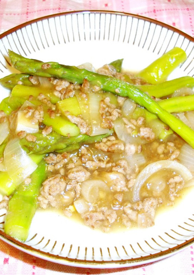 アスパラのひき肉とろみ炒め-レシピのメイン写真