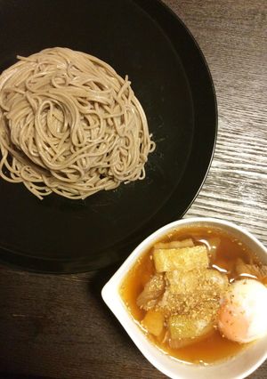 豚肉とねぎの温玉つけ蕎麦-レシピのメイン写真
