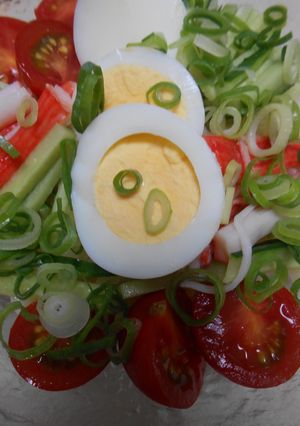 千切りキャベツと茹で玉子入り冷やしうどん-レシピのメイン写真