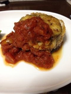 ナスのはさみ揚げ(トマトソースで)-レシピのメイン写真