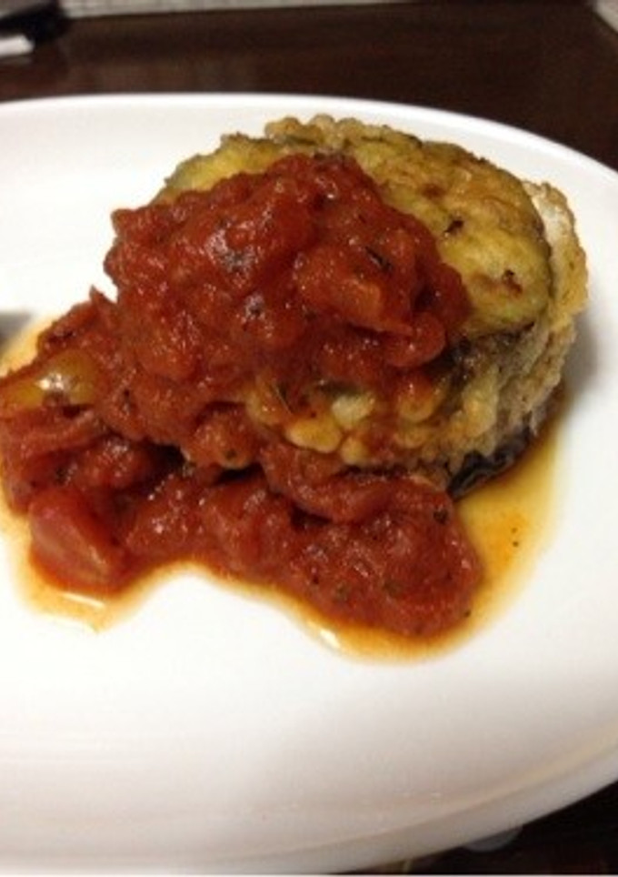 ナスのはさみ揚げ(トマトソースで)-レシピのメイン写真