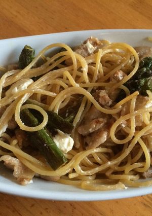 アスパラと豚バラのクリームチーズパスタ-レシピのメイン写真
