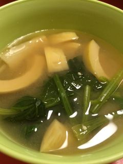 タケノコのほうれん草の味噌汁-レシピのメイン写真