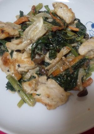 ☆鶏肉とほうれん草のオイマヨ炒め☆-レシピのメイン写真