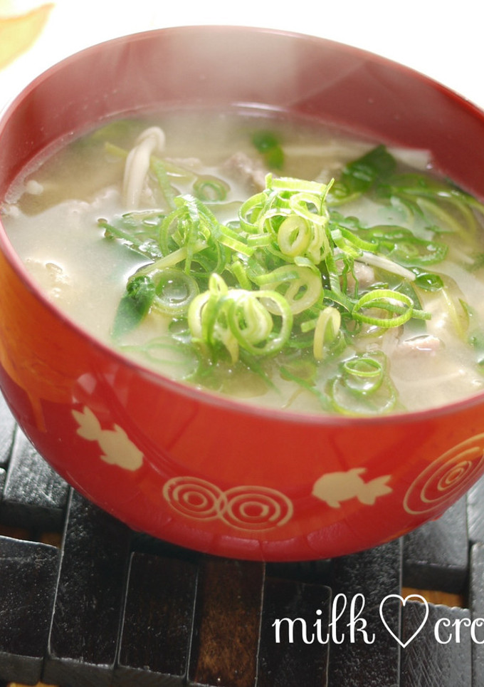 えのきと豚の豆苗味噌汁-レシピのメイン写真