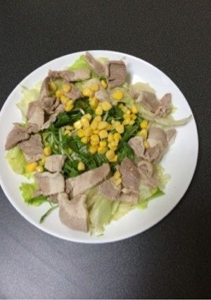 レタス 水菜 コーンの豚しゃぶサラダ-レシピのメイン写真