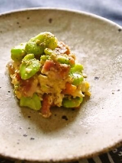 空豆の炒り豆腐バター風味-レシピのメイン写真